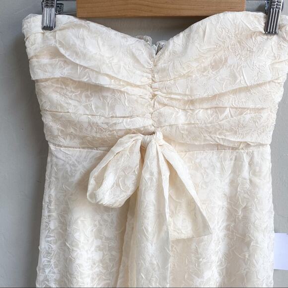 NWT Lulus Met Your Match Cream‎ Strapless Ruched Maxi Dress - Picture 6 of 8